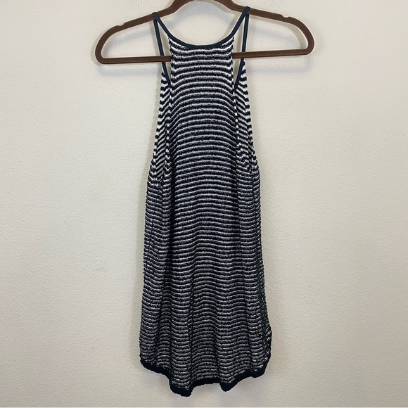 Eileen Fisher Black Organic Cotton Boucle Stripe Racerback Tank Size Medium - Picture 7 of 8